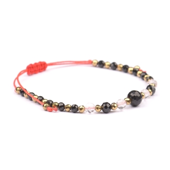 Bransoletka czarny TURMALIN Kryształ Górski HEMATYT ochrona szczęście